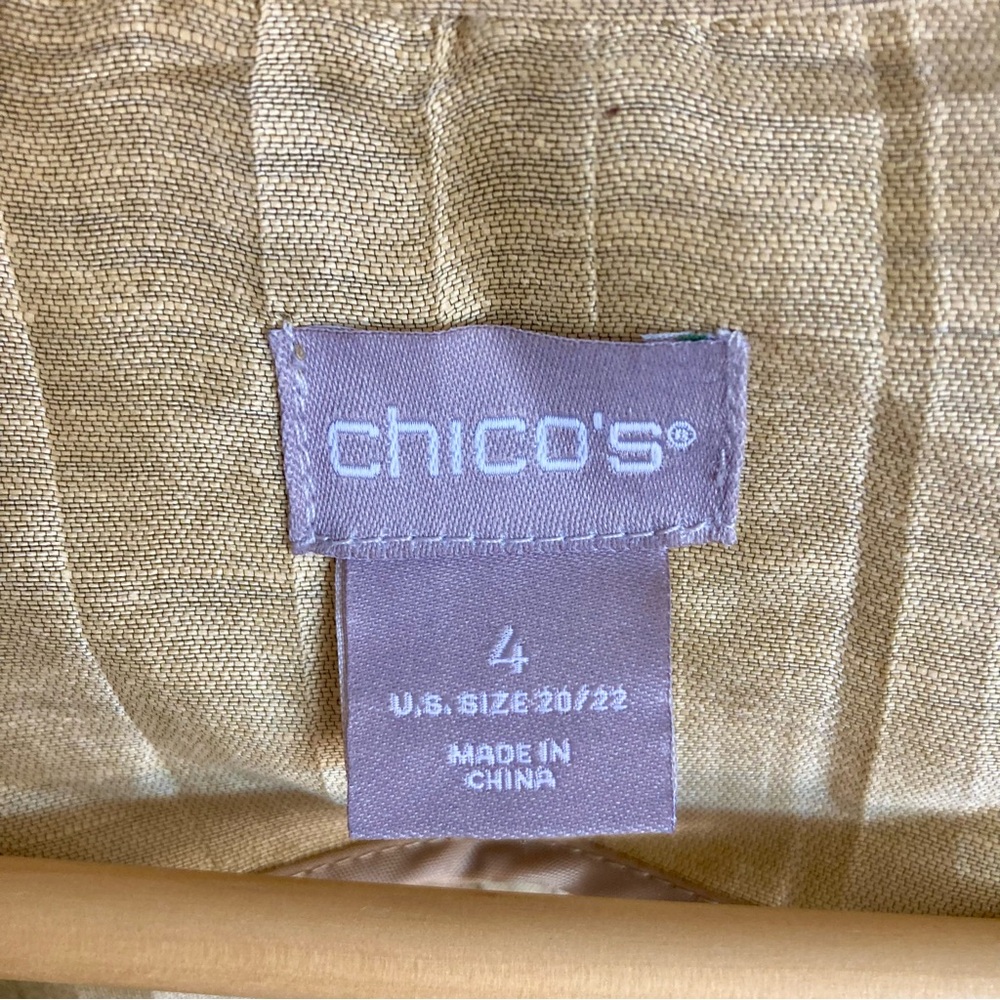 Chico's Linen Blend Open Front Belted Duster Jacket size 4 (20/22) - Picture 8 of 8